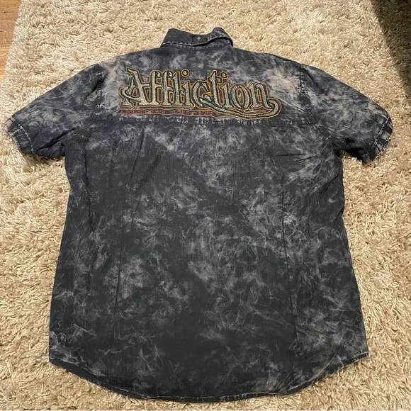 ❌SOLD❌Affliction Black Premium Buckle Mens short sleeve button skull shirt 2XL - Picture 4 of 13
